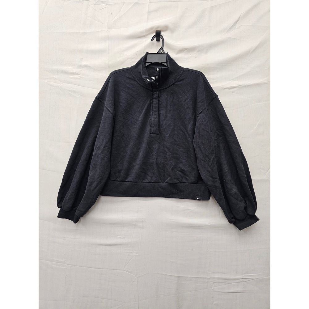 JoyLab Womens Mock Neck Cropped Sweatshirt Black Cotton Blend Size Medium